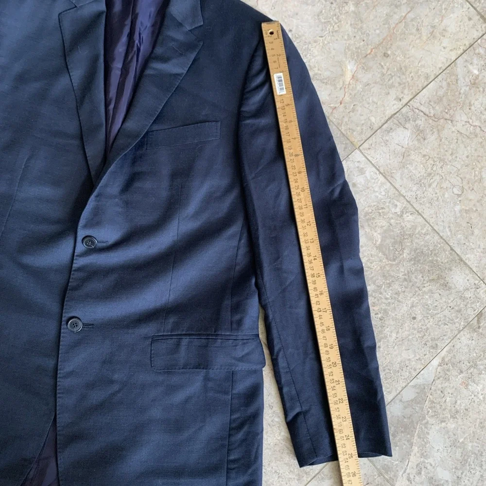 Z Zegna City Two Button Blazer Men Size 50L Navy Wool Silk Linen Blend Mexico